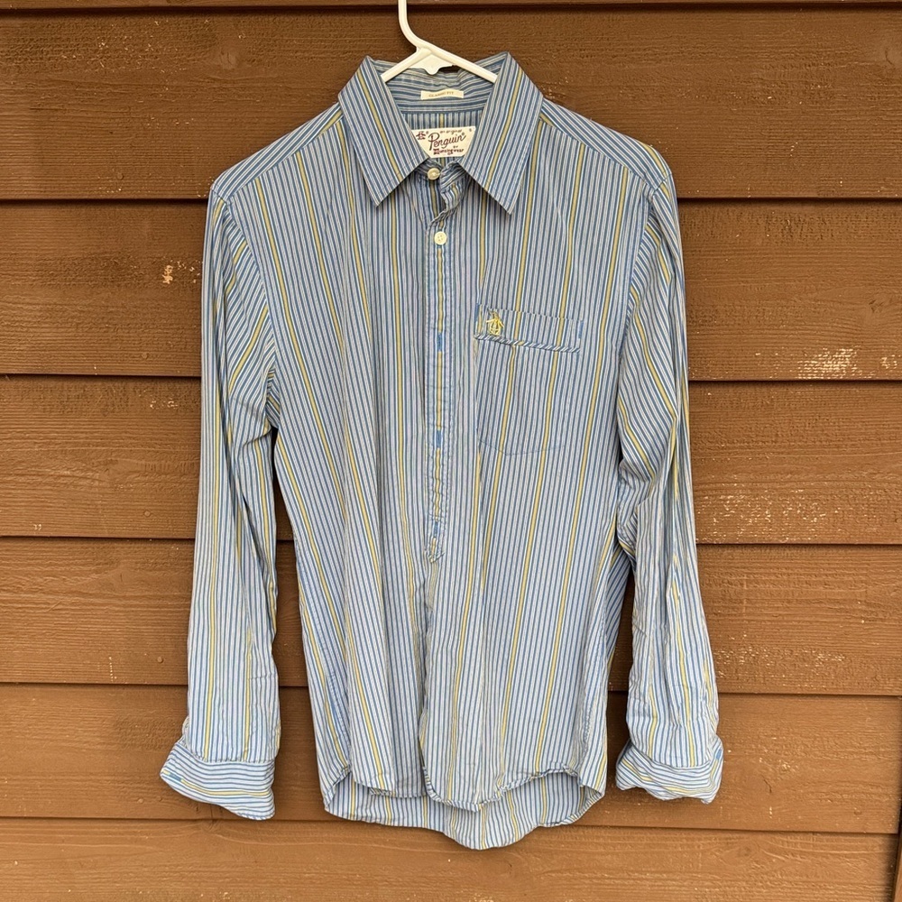 Original Penguin Blue and Yellow Striped Shirt